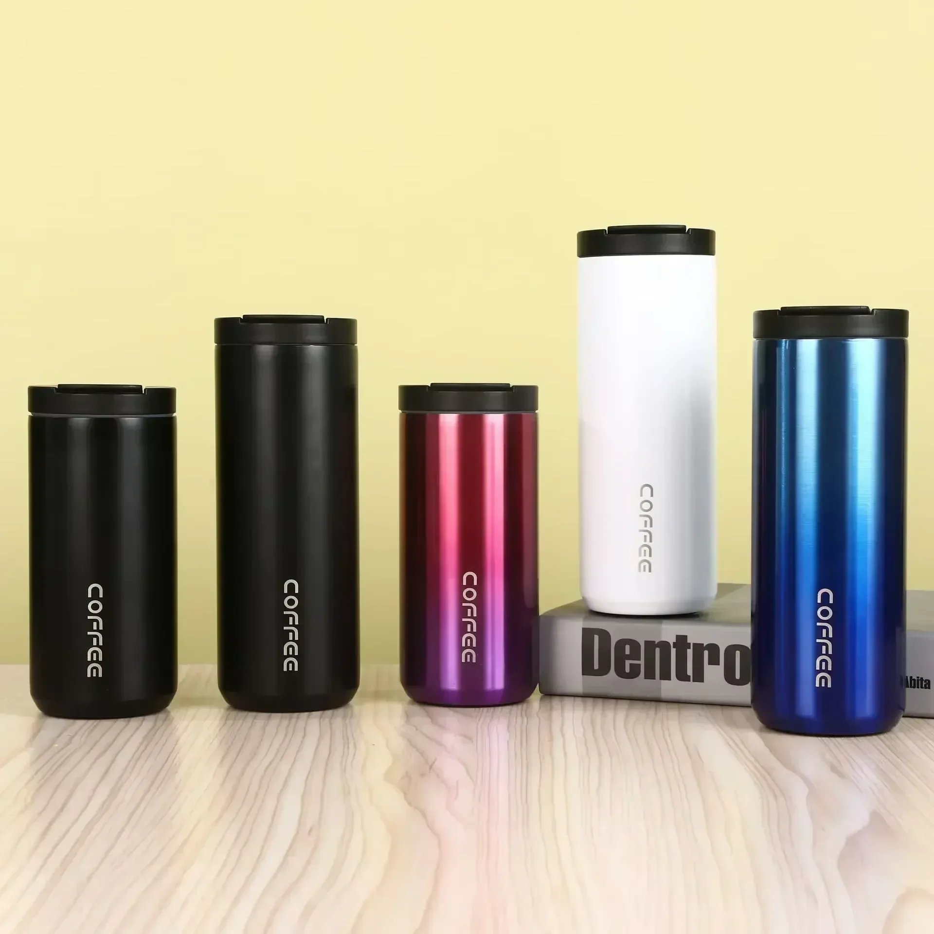 Insulated Coffee Mug Stainless Steel Travel Flask Leakproof Thermo Bottle for Hot & Cold Beverages