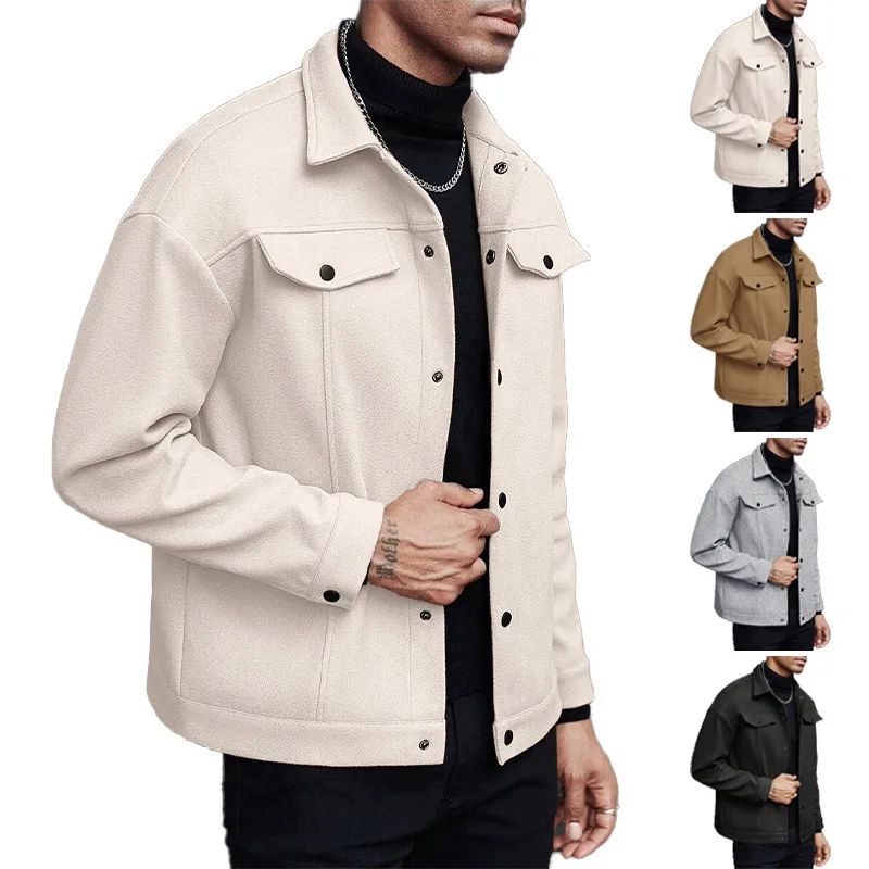 Mens Turtleneck Wool Jacket Casual Business Winter Coat