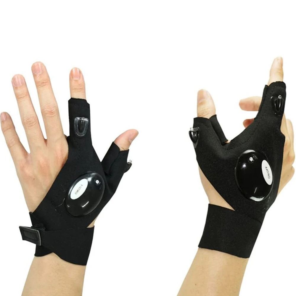 LED Lighting Fingerless Flashlight Gloves