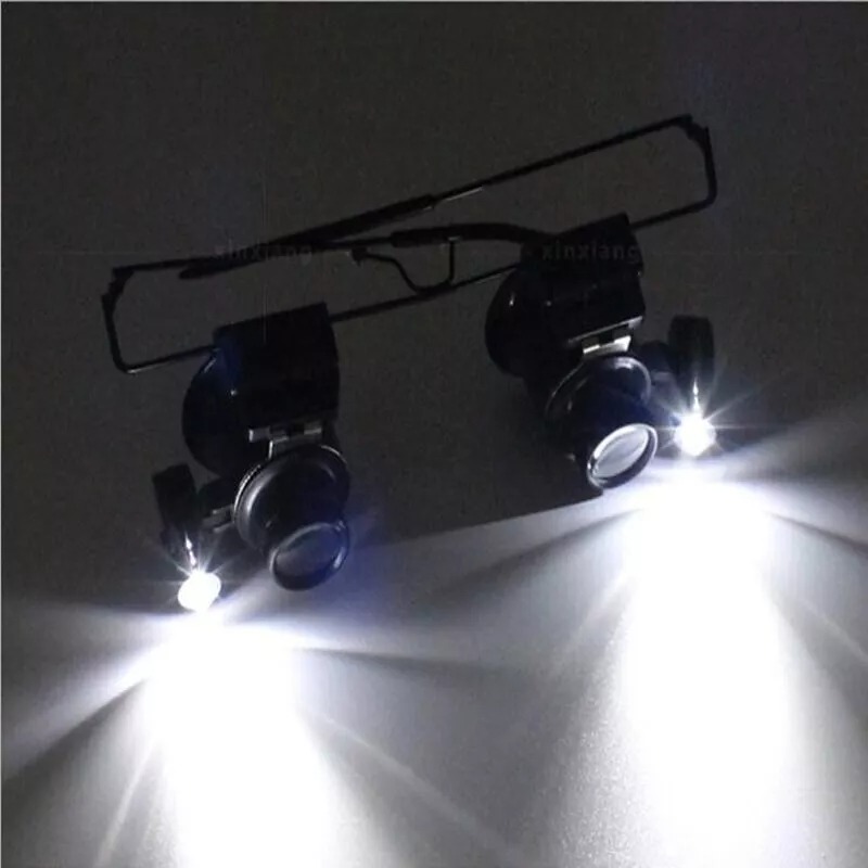 20X Magnifying magnifier glasses magnification jeweler watch repair LED light NEW