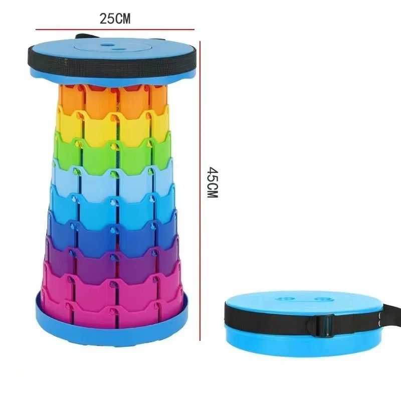 Rainbow Telescopic Folding Stool With Adjustable Height