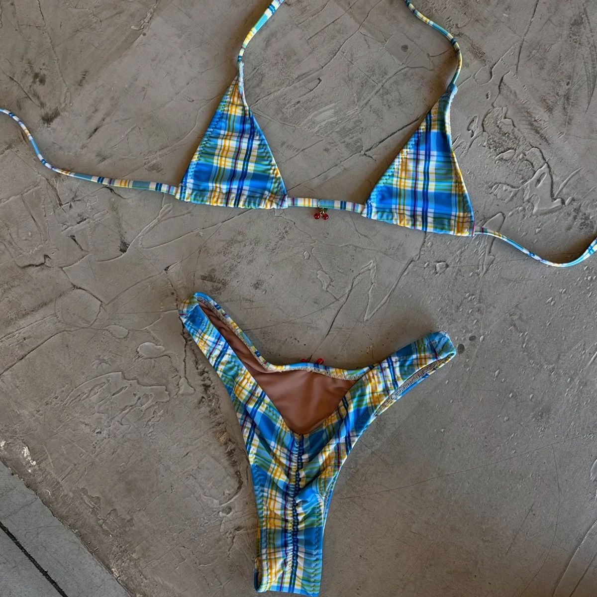 Plaid Micro Brazilian Bikini Set