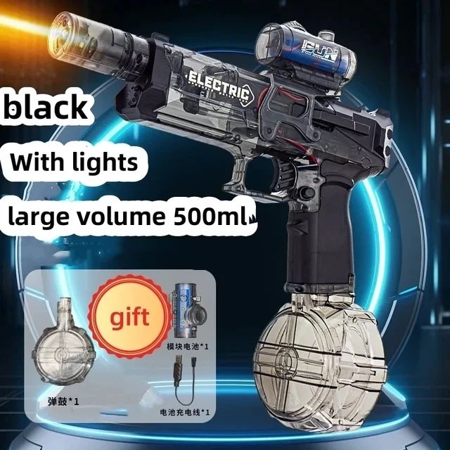 Ice Blast Electric Water Gun – Automatic Continuous Spray High-Pressure Water Blaster with LED Lights