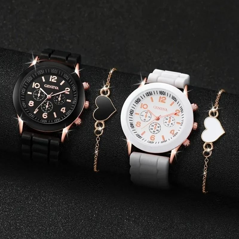 Elegant Leather Couple Watch Set