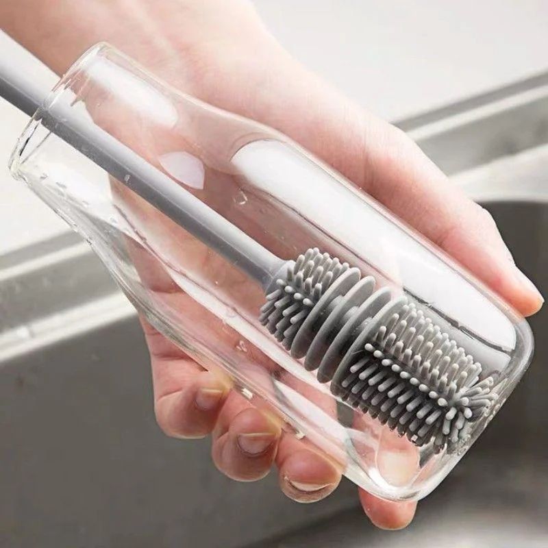 Silicone Bottle Brush Long Handle Cup Scrubber for Glasses and Bottles