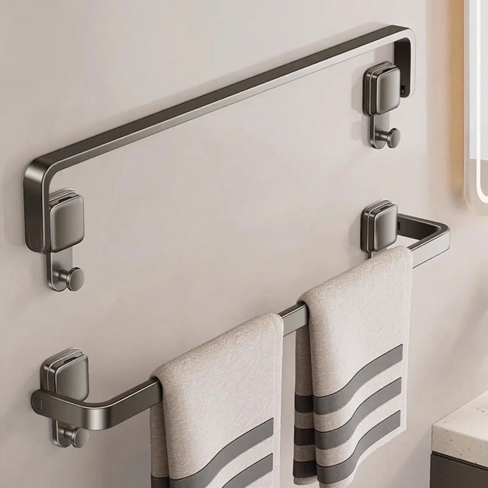 FlexHold Suction Cup Towel Rack – No Drill Folding Wall Mounted Towel Holder