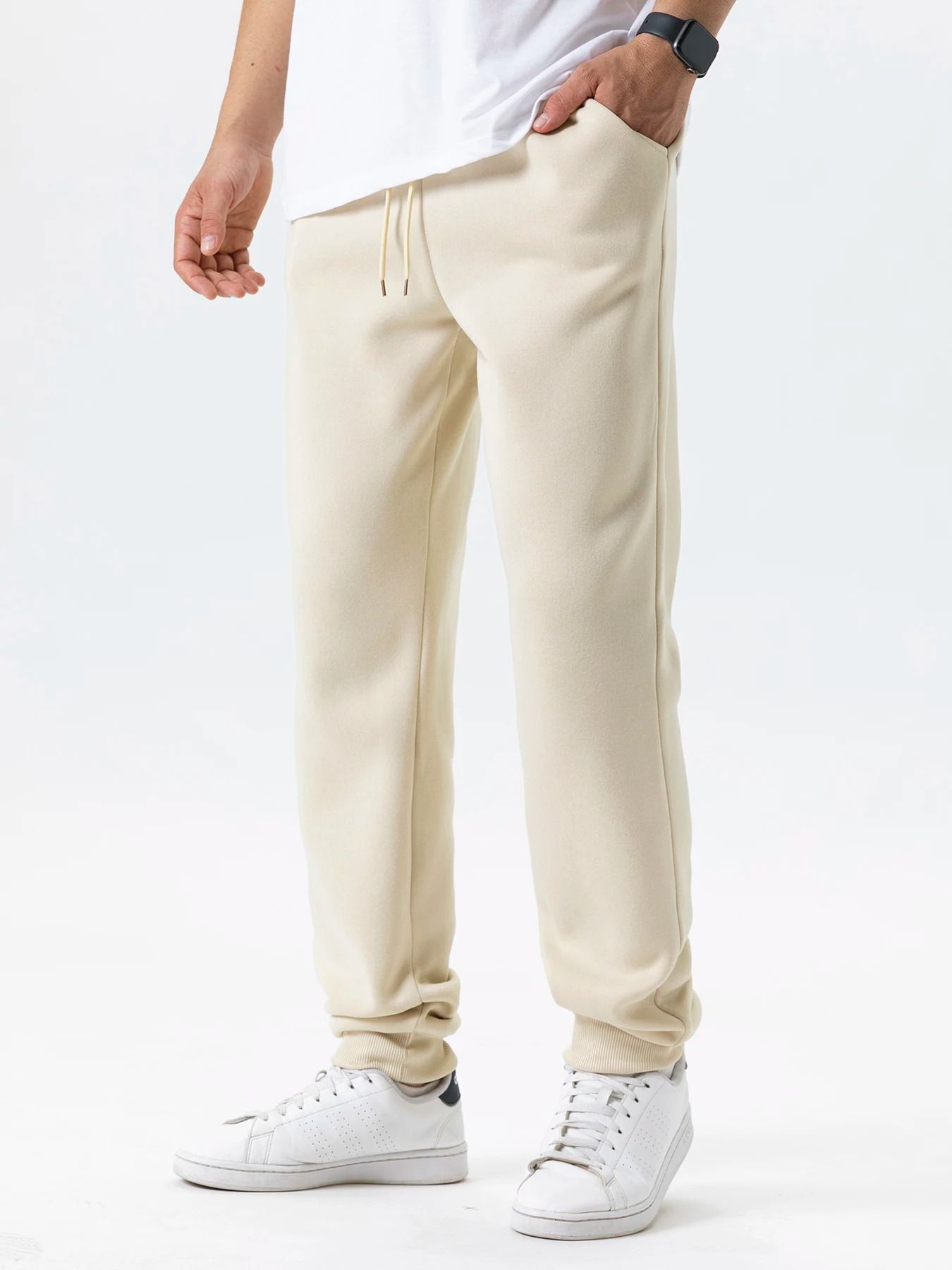 Mens Autumn Winter Fleece Sweatpants Baggy Joggers Elastic Waist
