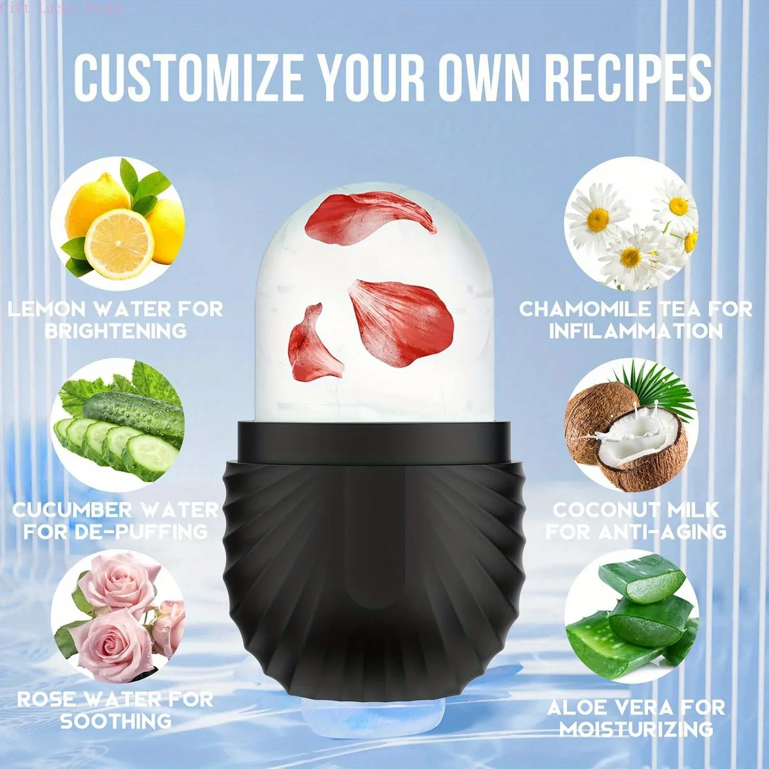 Reusable Ice Face Roller Mold, Facial Massage & Eye Beauty Tool for Shrinking Pores, Reducing Puffiness, and Cooling