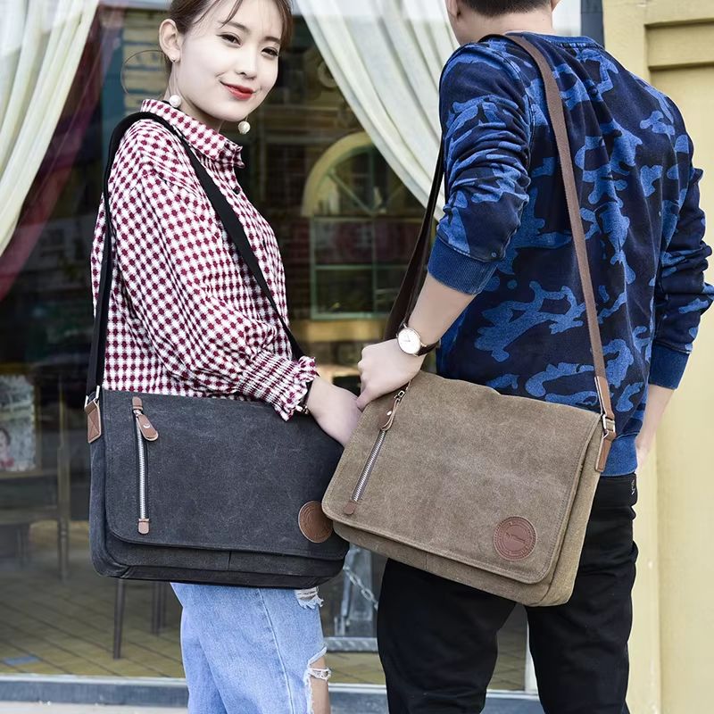 Men's Retro Canvas Crossbody Messenger Bag Large Travel Satchel Briefcase Style