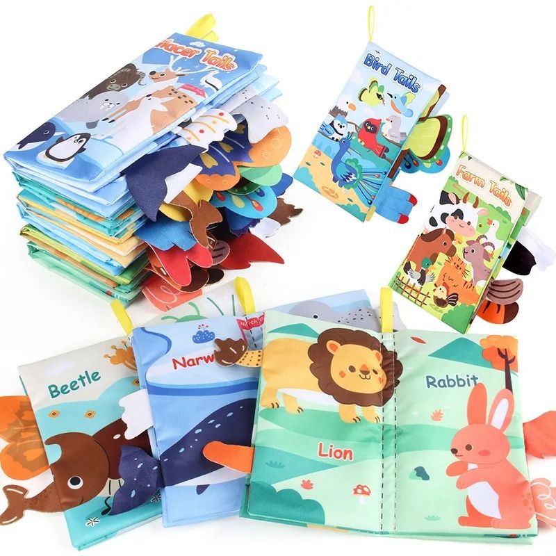 Educational Cartoon Animal Tail Baby Cloth Book