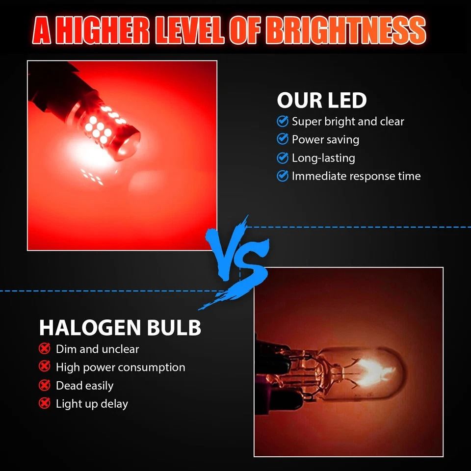 LED Red Strobe Flash Brake Stop Bulbs for Tail Blinking Light Safety