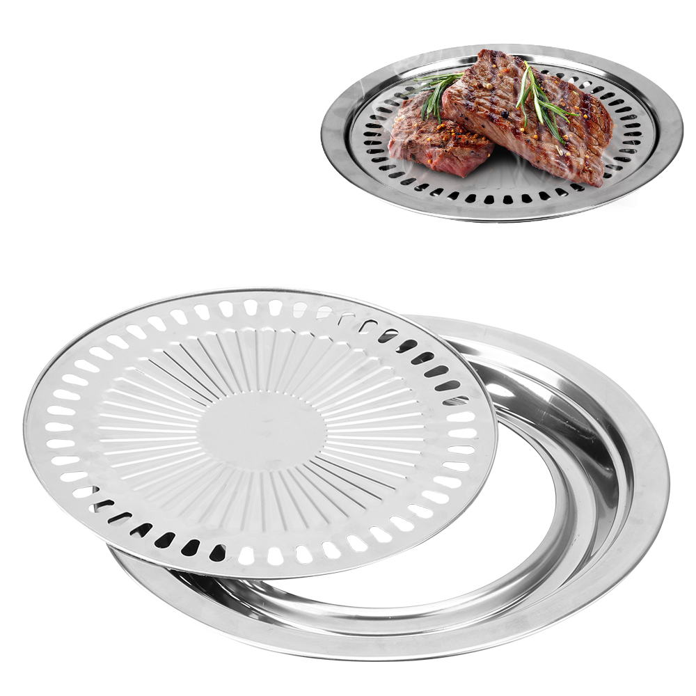 Smokeless Barbecue Grill Pan, Non-Stick Gas Stove Plate, Electric Stove Baking Tray, BBQ Tong, Home Outdoor Grill Tools
