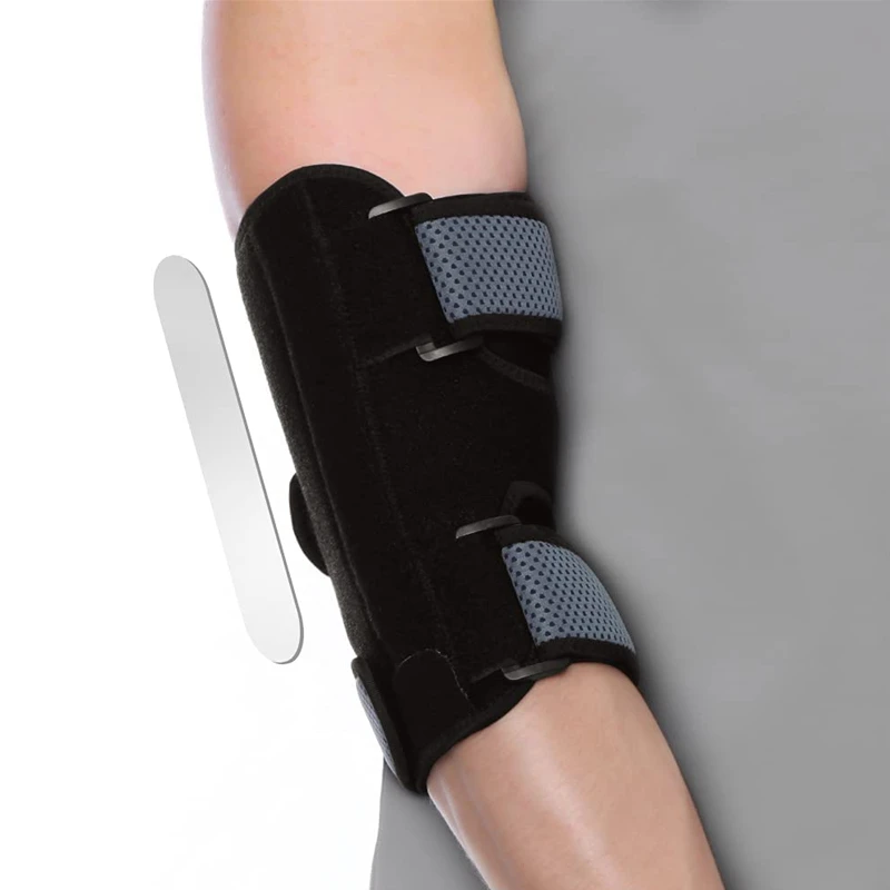 Elbow Brace with Removable Metal Splints, Adjustable Arm Stabilizer for Cubital Tunnel & Tennis Sports Protection