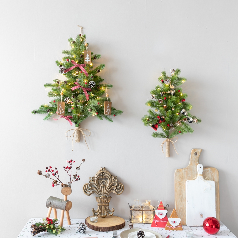 Creative DIY Wall Christmas Tree, LED Light String Decor, Small Door Hanging Christmas Decoration, Home Scene Layout