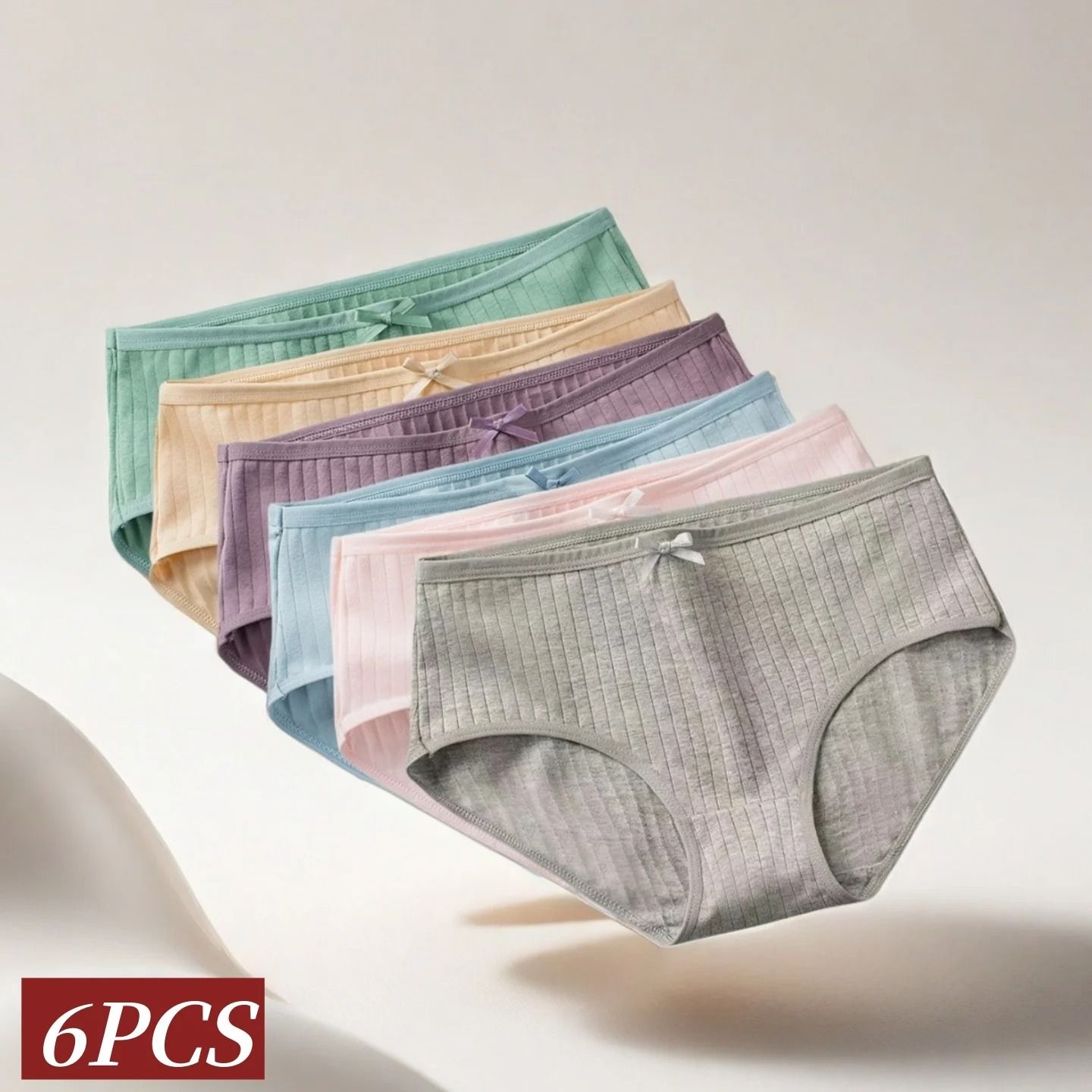Womens Cotton Breathable Brief Underwear Soft Stretch Everyday Panties Six Piece Set