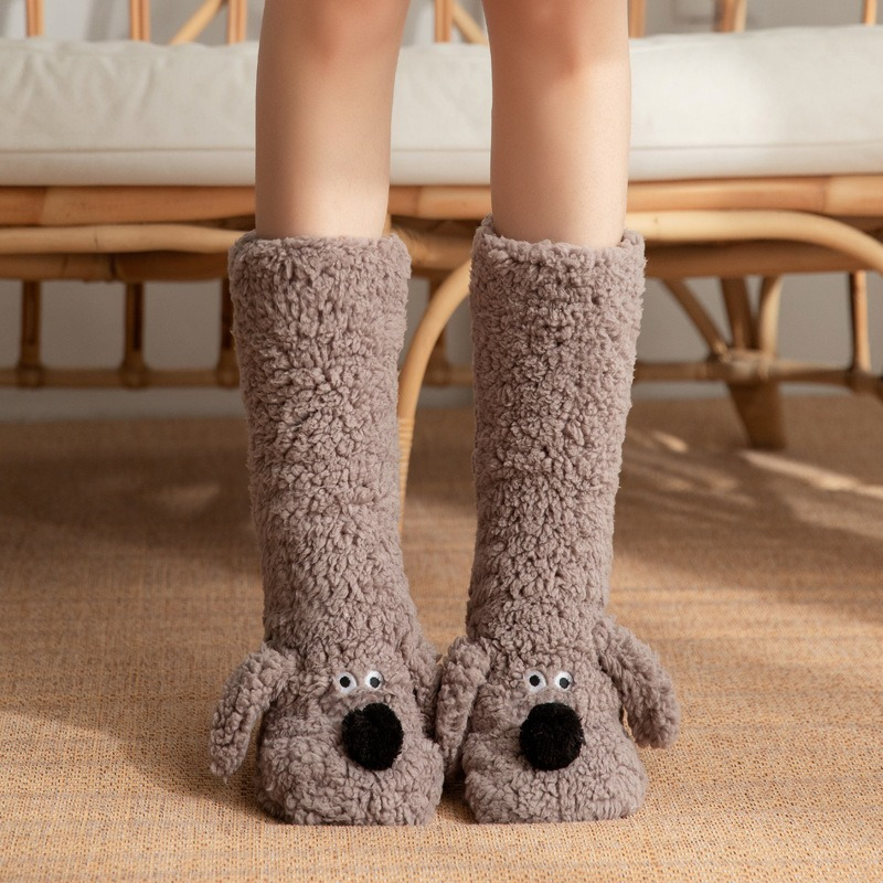 Cartoon Adult Sleep Socks, Winter Socks, New Dog Snow Socks, Carpet Slippers Socks, Leg Covers, Christmas Gift