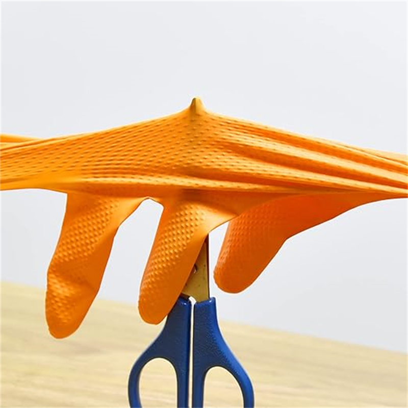 Premium Orange Nitrile Work Gloves Heavy Duty Diamond Grip Disposable Industrial Protection