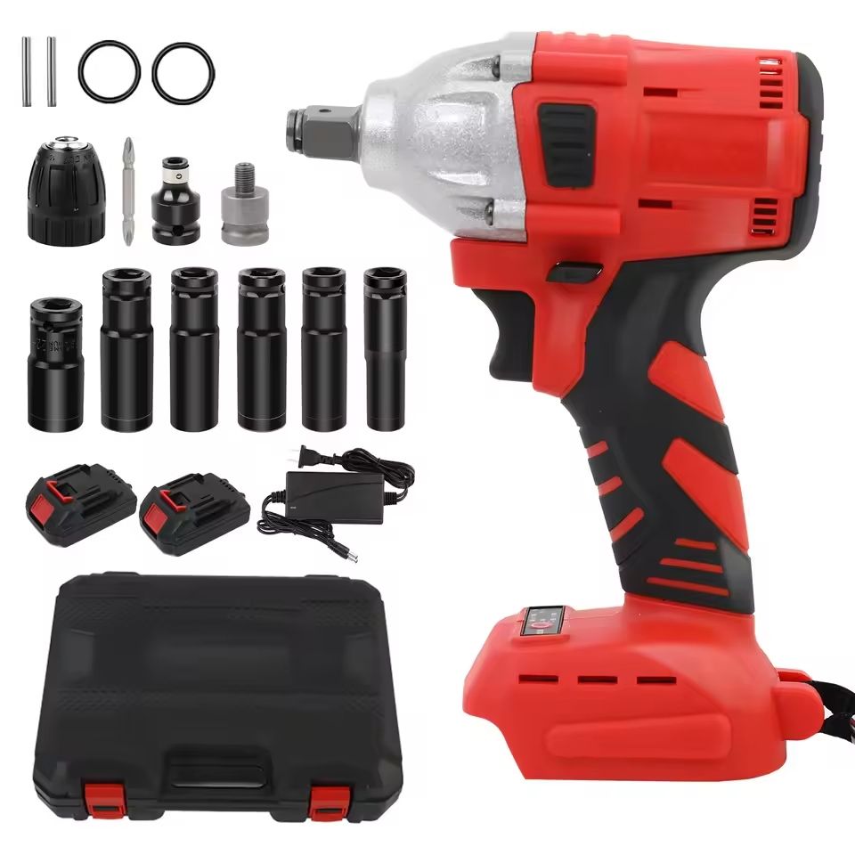 Cordless Impact Wrench 1000Nm High Torque Brushless Electric Drill with Battery and Charger