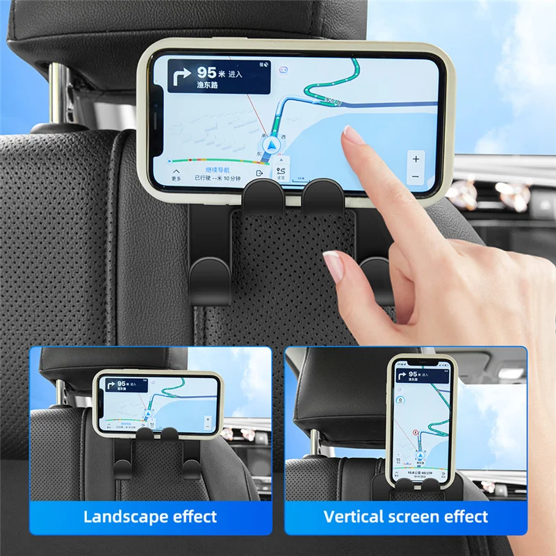 Hanging Storage Hook, Car Phone Holder, Rear Seat Stand, Back Seat Bracket, Mobile Phone Mount for All Phones