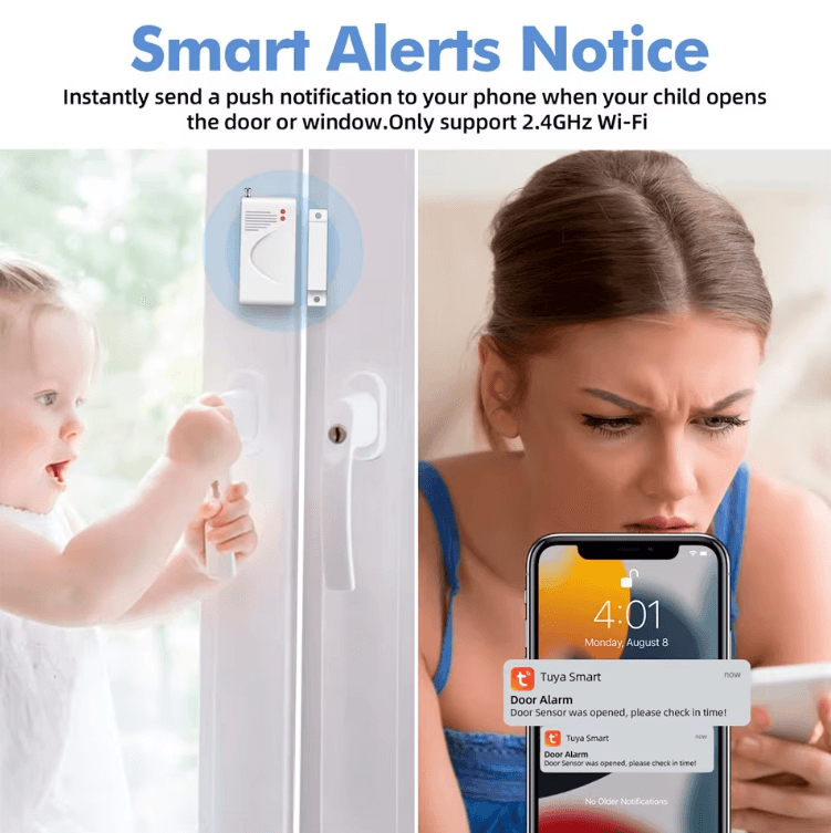 KERUI 120dB Smart WiFi Siren Alarm System – Tuya App Home Security Kit with Motion & Door Sensors