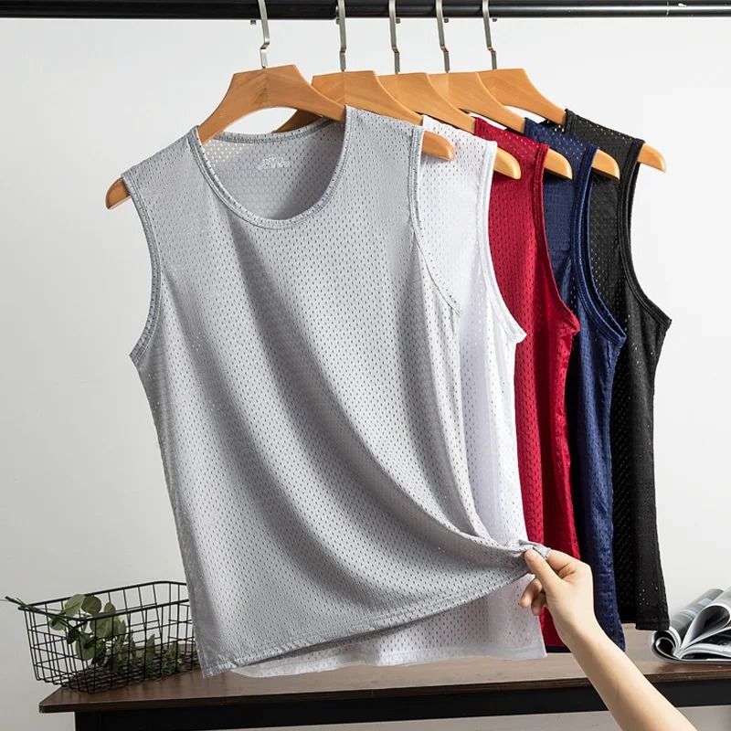 Men Mesh Tank Top Fitness Sleeveless Shirt Breathable Gym Vest