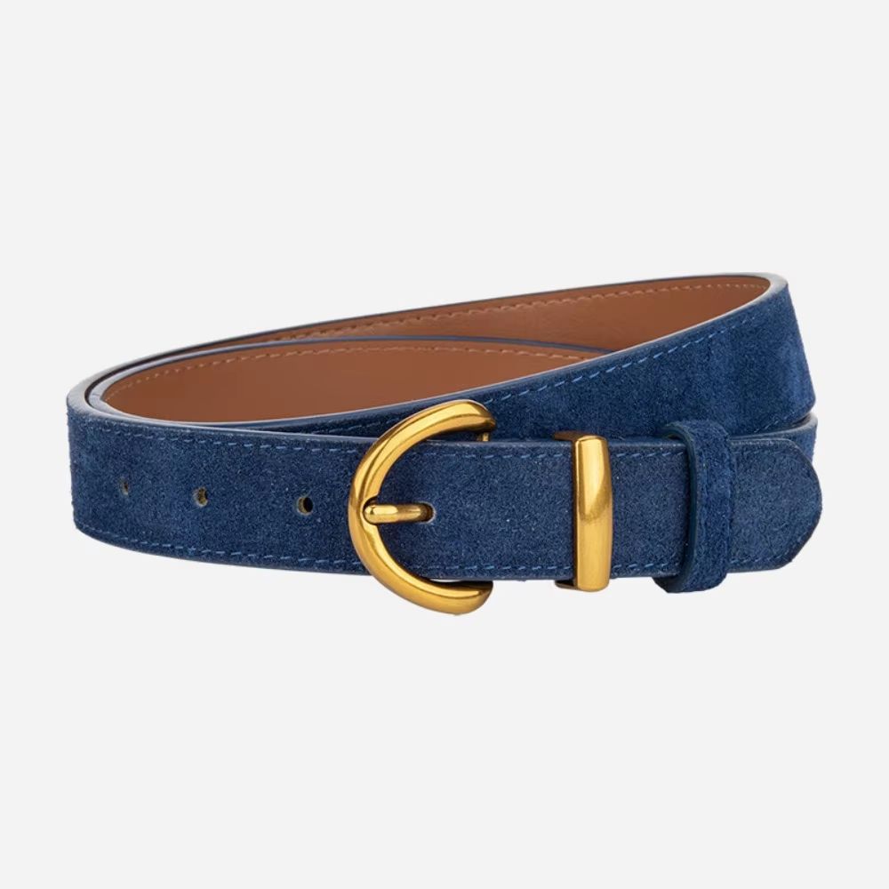 Genuine Leather Suede Women's Belt with Alloy Pin Buckle Retro Luxury Design