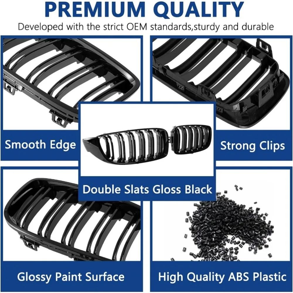 BMW 4 Series F32 F33 F36 Gloss Black Double Slat Front Kidney Grille Replacement