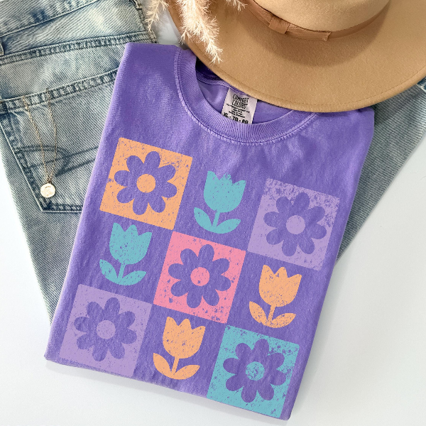 Retro Floral Comfort Colors Shirt, Vintage Flower Graphic Tee, Cottagecore Aesthetic Shirt, Trendy Spring Summer Top for