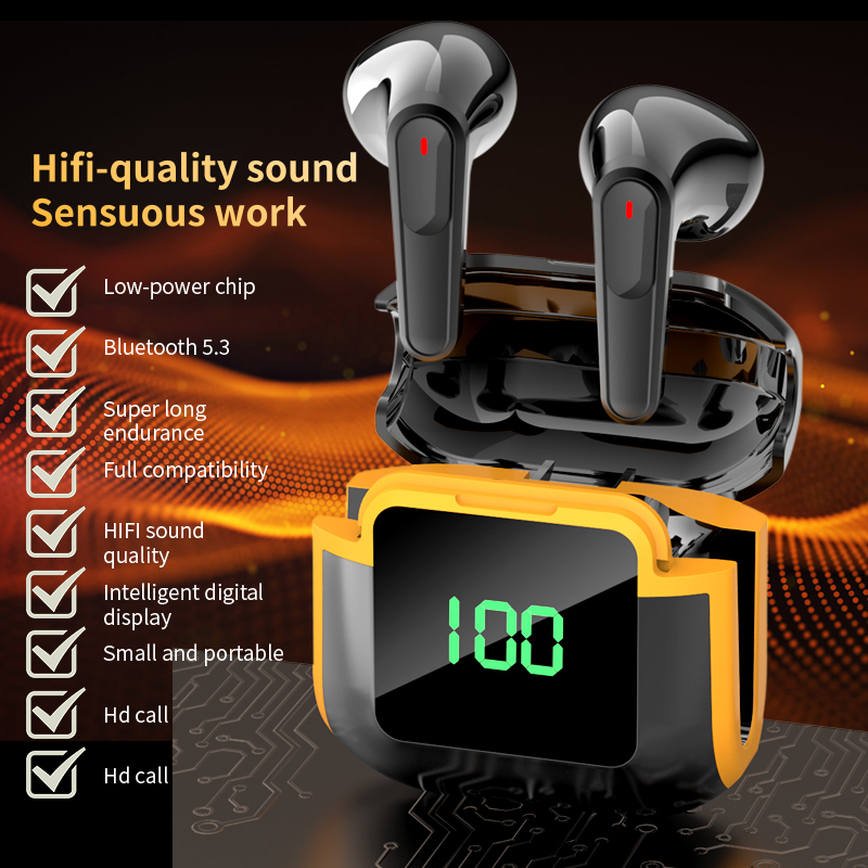TWS Wireless Bluetooth 5.3 Earbuds with Mic, Touch Control, HD Stereo Sound, Noise Cancelling Headphones