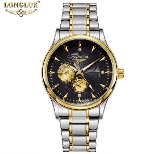 LONGLUX Automatic Skeleton Stainless Steel Luxury Watch for Men