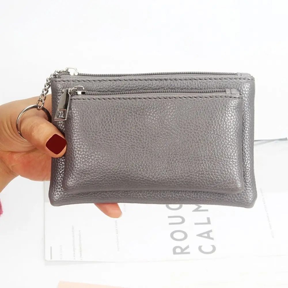 Elegant Lychee Pattern Slim Zipper Wallet