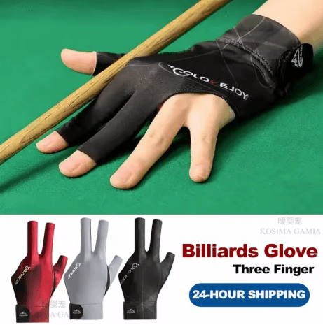 Open Finger Billiard Glove Breathable Polyester Snooker and Pool Glove with Adjustable Strap