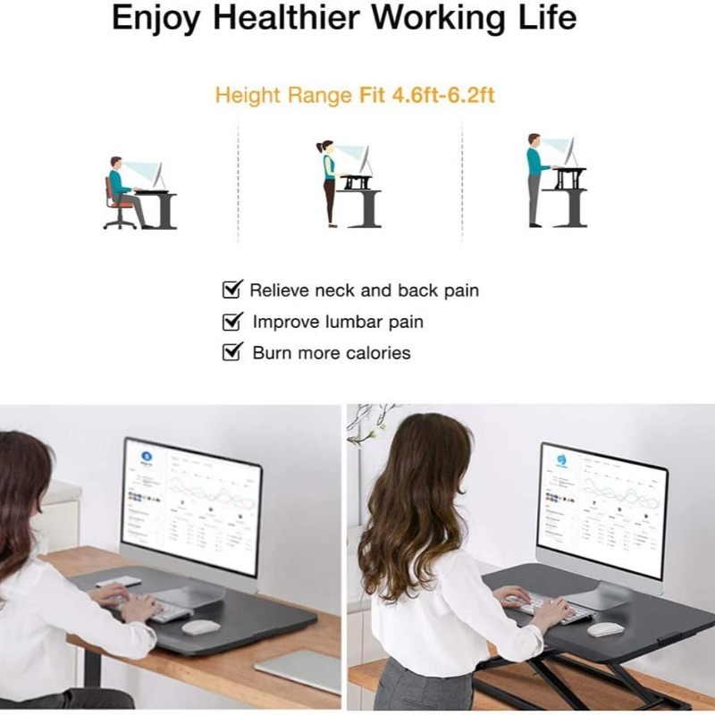 Gas Spring Laptop Stand Riser Lightweight Sit to Stand Converter