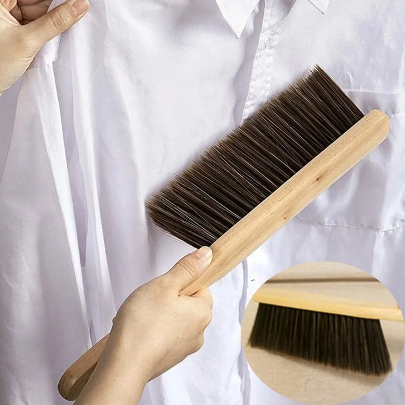 Coffee Powder Cleaning Brush with Natural Wood Handle, Anti Static Desktop Bar Grinder Bed Sweeping Tool