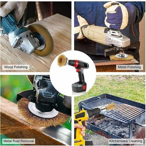 Rust Removal Wire Brush Set, Cup and Wheel Brushes Shank, Carbon Steel Paint Stripping Drill Bits