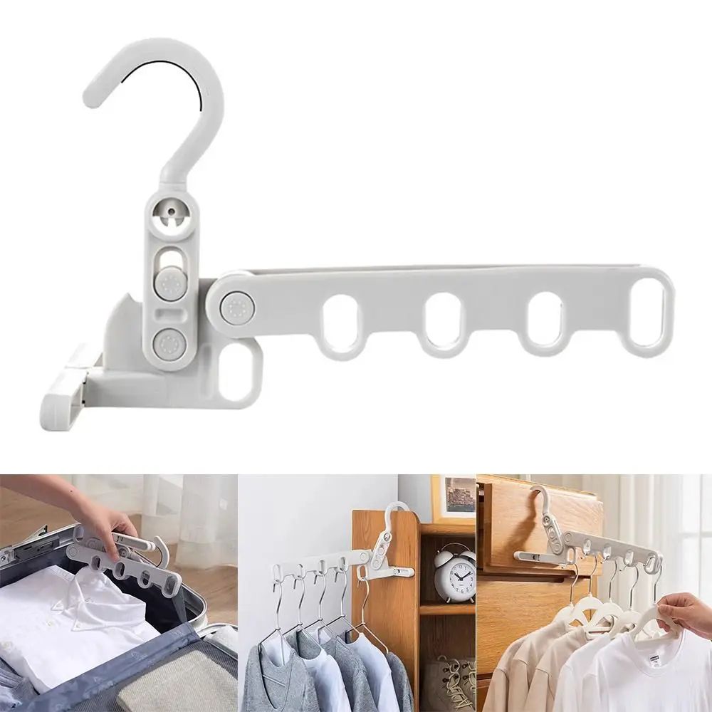 Foldable Travel Clothes Drying Rack with Adjustable Hooks