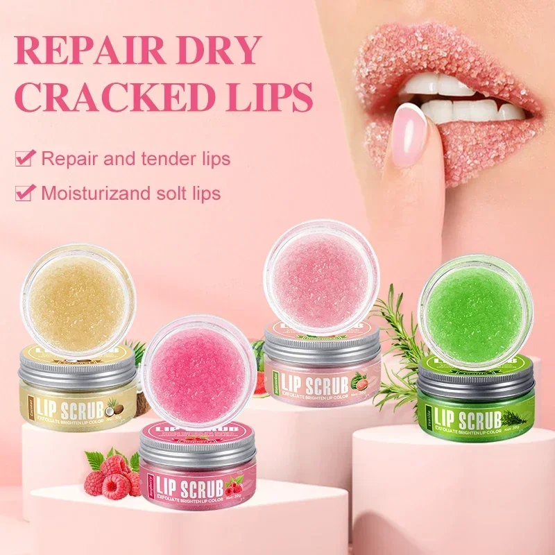 30g Lip Scrub Raspberry Vanilla Coconut, Watermelon Lip Exfoliating Brighten Moisturizing Lip Care, Gift for Women