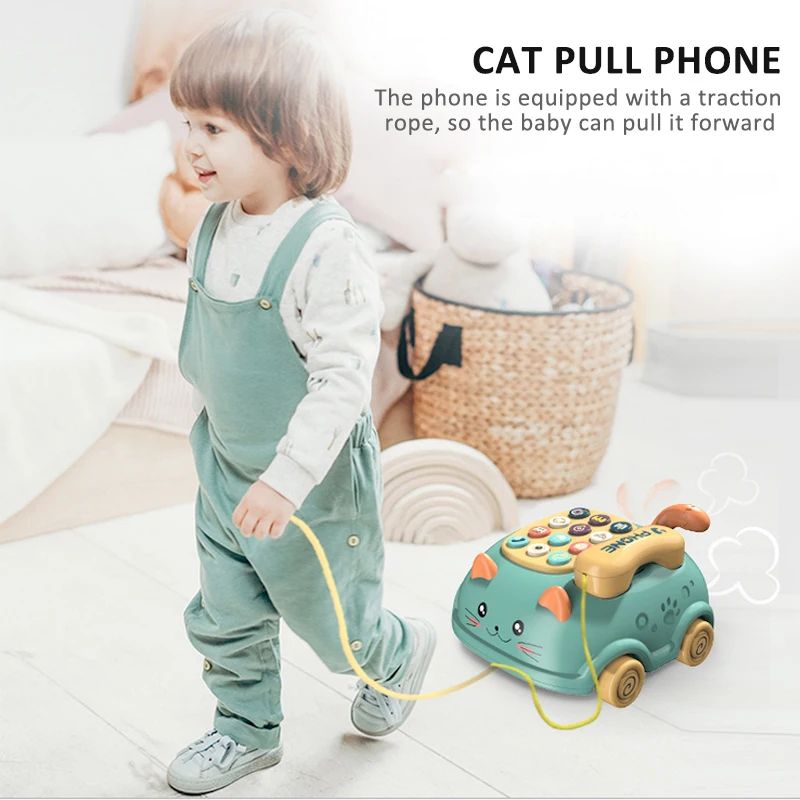 Montessori Musical Pull-Along Phone Toy with Soft Lights (Baby Learning Toy)