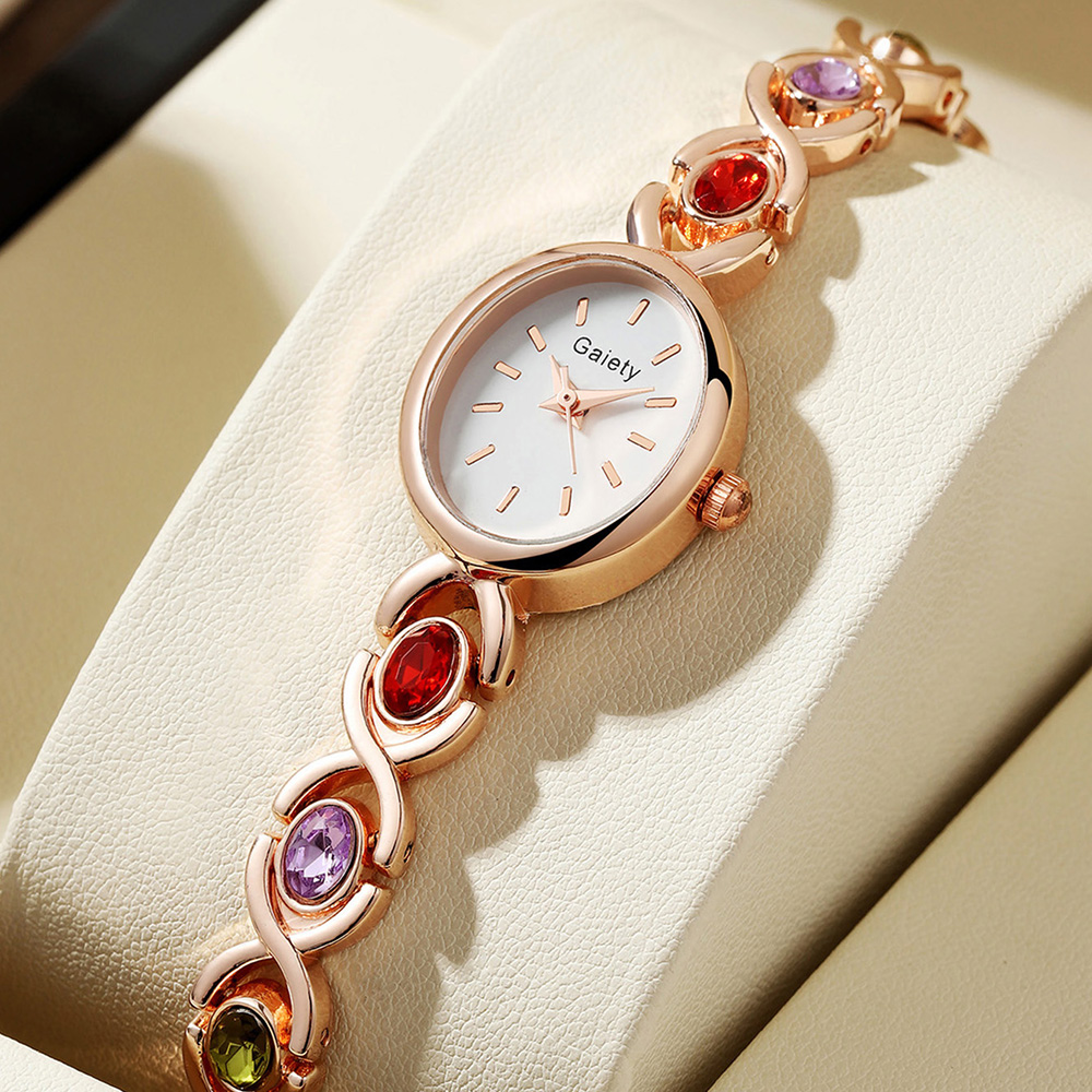 Elegant Temperament Line Scale Ladies Fashion Watch, Luxury Rhinestone Oval Quartz Dial
