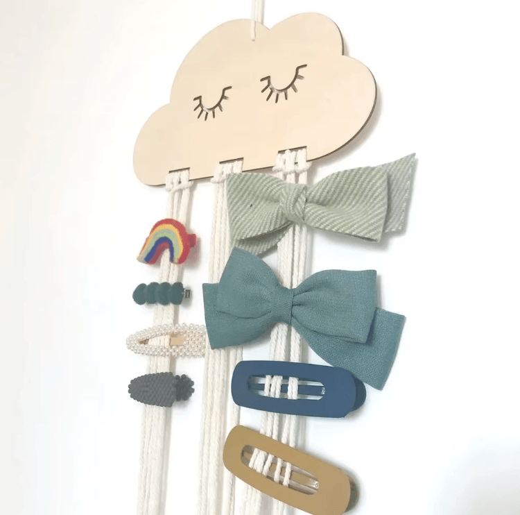 CloudCharm Wooden Hair Bow & Jewelry Organizer Wall Hanging Display