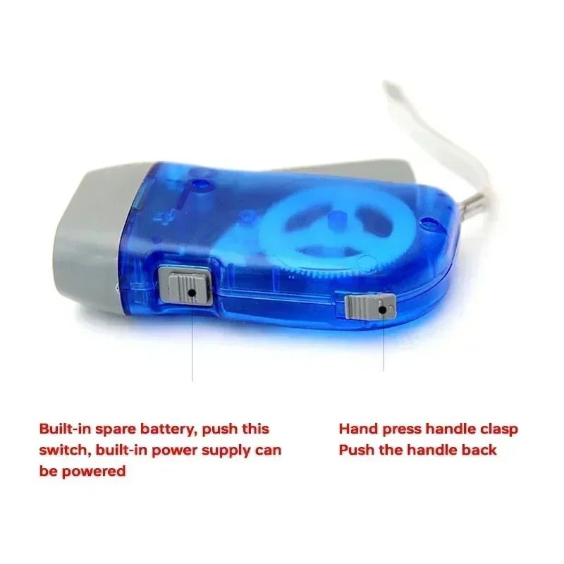 Hand Pressing Dynamo Crank Flashlight Mini Self Generating LED Lamp