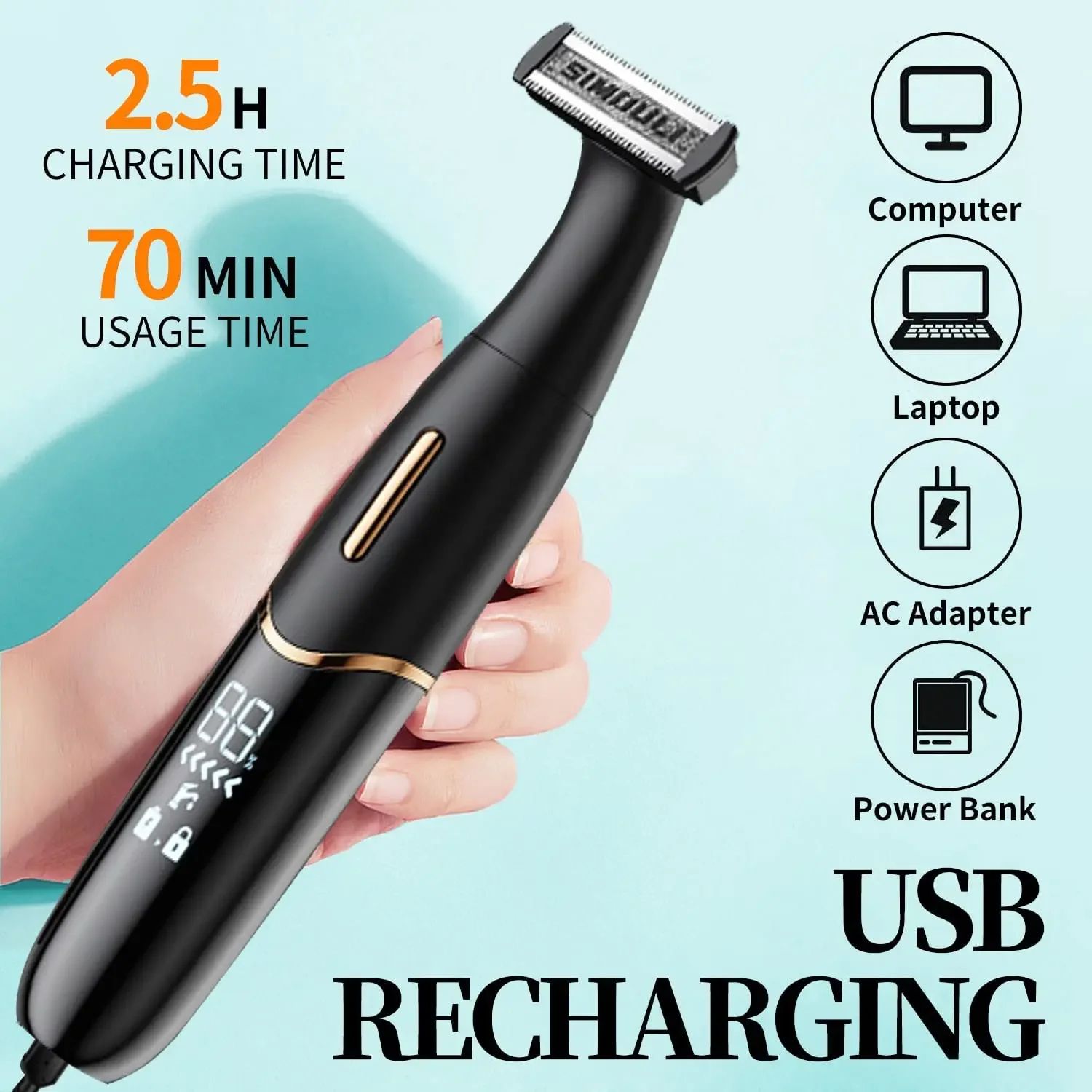 Mens Sensitive Area Grooming Trimmer – Precision Shaver for Bikini Line, Groin & Body | Safe Anti-Cut Pubic Hair Trimmer