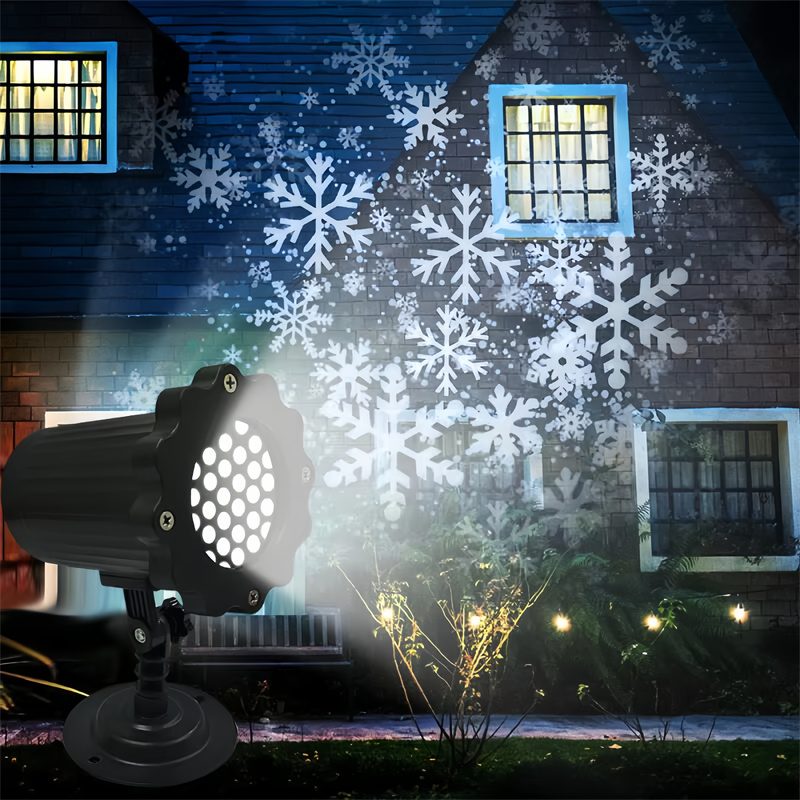 Outdoor Snowflake LED Lamp with Remote Control, Garden Lawn Christmas Decoration, Holiday Projection Pattern Light