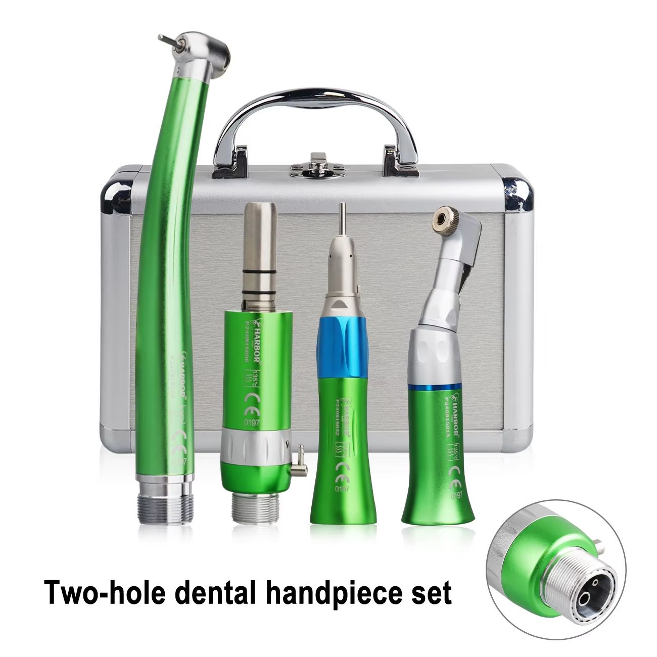 4-Piece Professional Dental Handpiece Set – High & Low Speed Air Turbine Kit with Contra Angle, Straight Handpiece, and