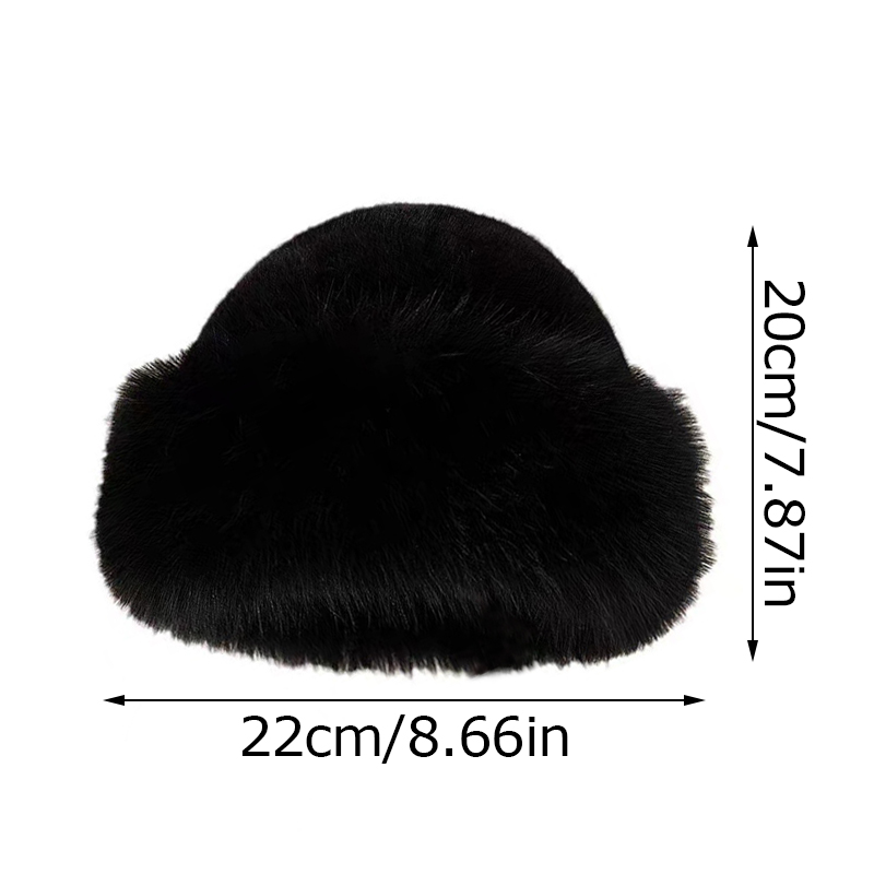 Winter Thick Warm Furry Beanies Hat for Women, Imitation Mink Fur Russian Cap, Solid Color Plush Brimless Ski Hat