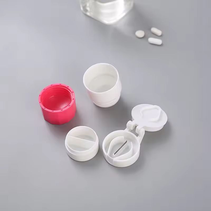 Compact 4-in-1 Travel Pill Cutter & Grinder Box