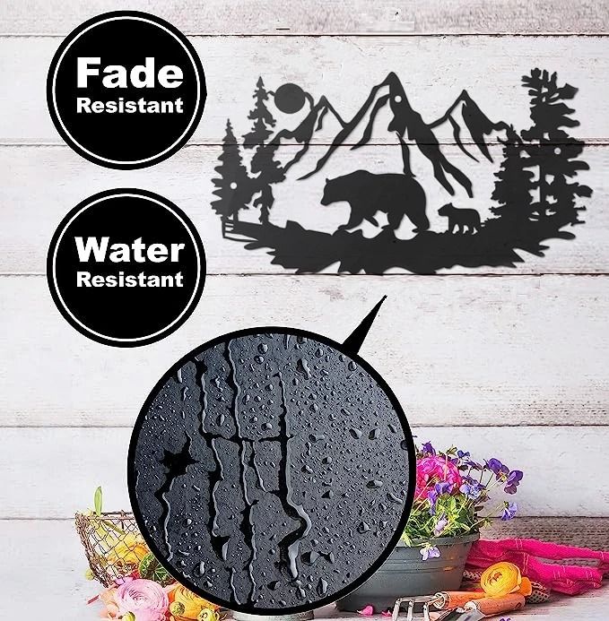 Rustic Bear Wall Decor Metal Cabin Wall Art for Lodge and Home