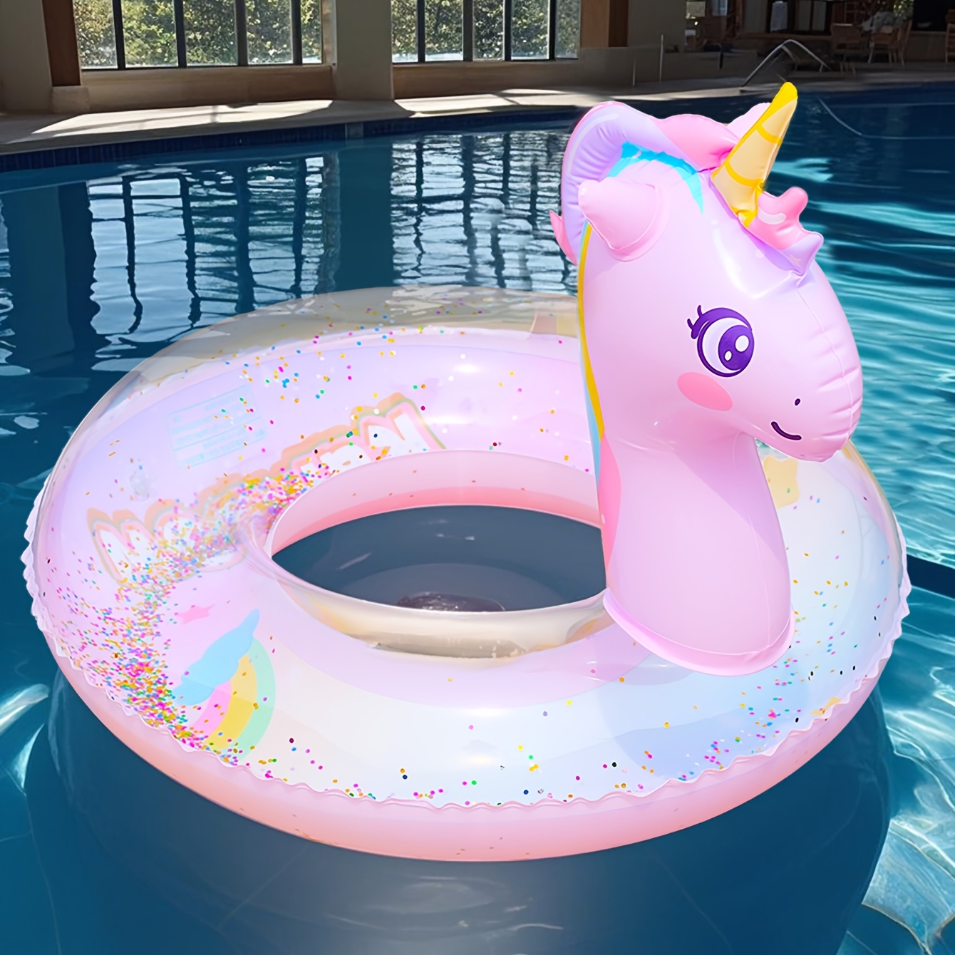 Luxury Unicorn Pool Float for Kids & Adults Heavy Duty Unicorn Pool Float with Biodegradable Glitter