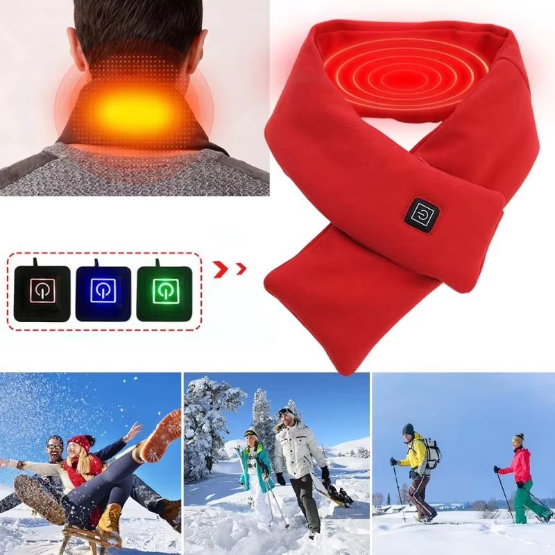 USB Heated Scarf with 3-Gear Temperature Control Fleece Wrap Electric Neck Warmer