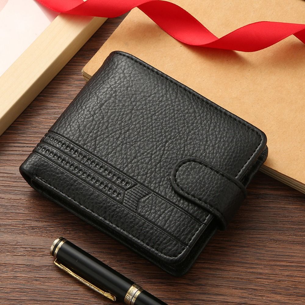 Durable Men Leather Wallet Slim Zipper Purse with Card Holder & Coin Pocket